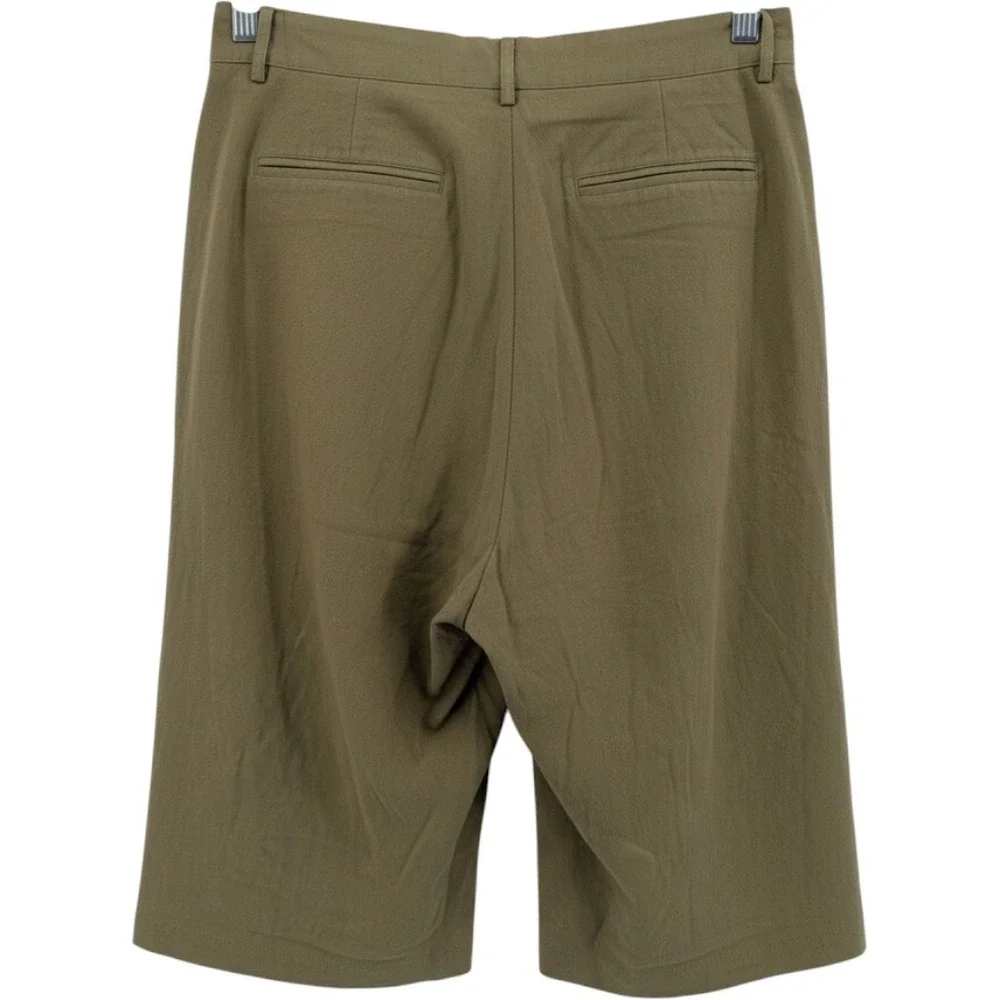 MISSLOOK Shorts Women's Medium Olive Green Cotton Culottes High Rise 493055#
